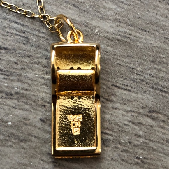 New Delmar Yellow Rhodium Plated Pave Diamond Whistle Charm Pendant Necklace - Picture 6 of 7